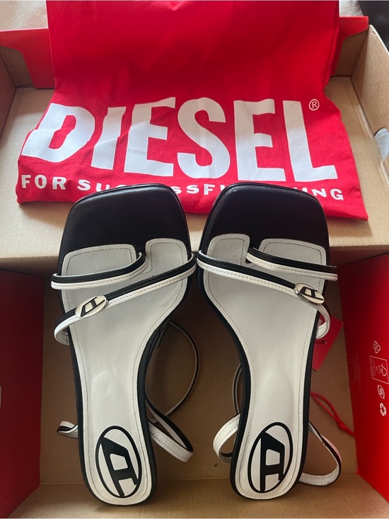 Diesel Shoes - Diesel Black & White Strappy Square-Toe Sandals